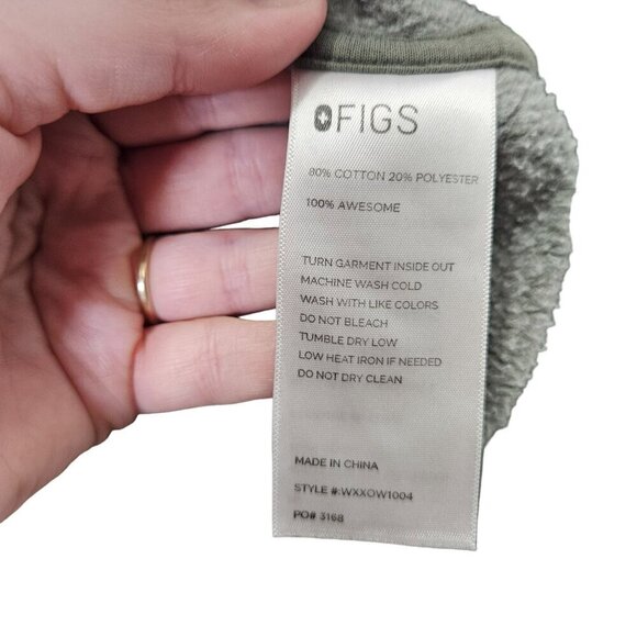 Figs Womens Zip-Up Hoodie With Pockets & Drawstring Hood‎ Greenish Gray XS - Picture 3 of 8